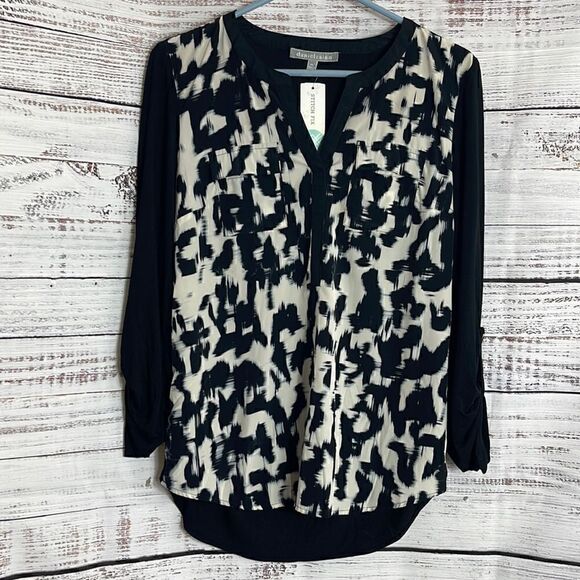 Daniel Rainn Top Womens Size Xs Gunther abstract print Blouse Popover Light New - Picture 2 of 9